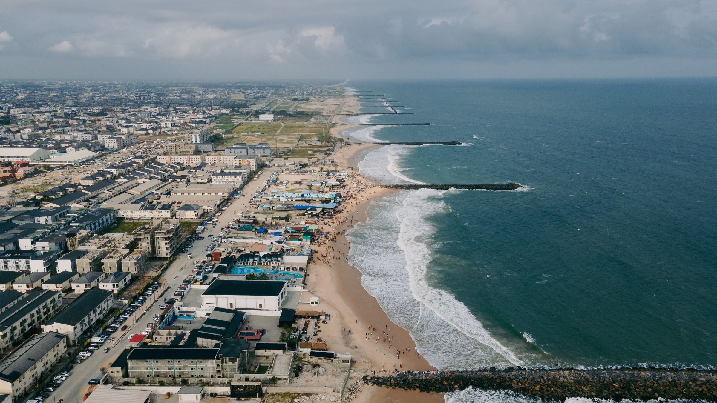 Lagos from the air: the city meeting the Atlantic along Elegushi beach